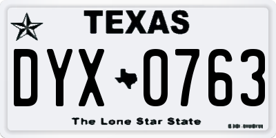 TX license plate DYX0763