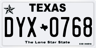 TX license plate DYX0768