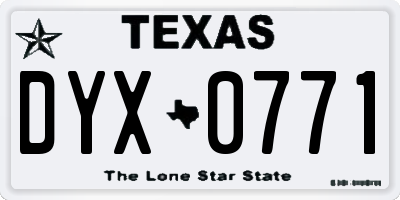 TX license plate DYX0771