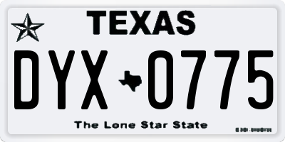 TX license plate DYX0775