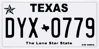 TX license plate DYX0779