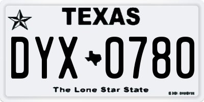 TX license plate DYX0780