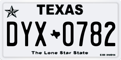 TX license plate DYX0782