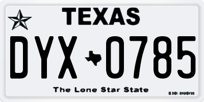 TX license plate DYX0785