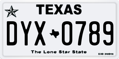 TX license plate DYX0789