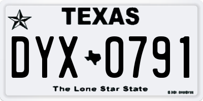 TX license plate DYX0791