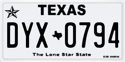 TX license plate DYX0794