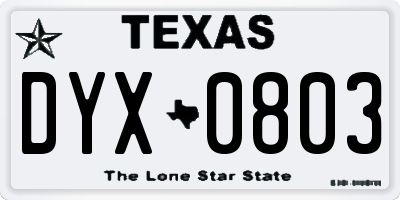 TX license plate DYX0803