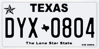 TX license plate DYX0804