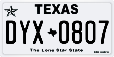 TX license plate DYX0807