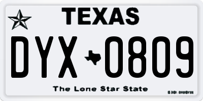 TX license plate DYX0809