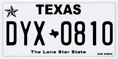 TX license plate DYX0810
