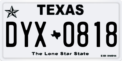 TX license plate DYX0818
