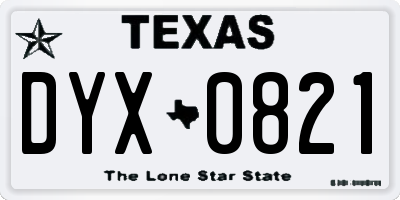 TX license plate DYX0821