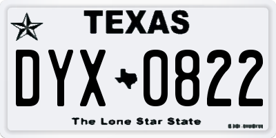 TX license plate DYX0822