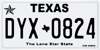 TX license plate DYX0824