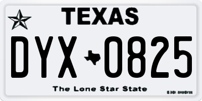 TX license plate DYX0825