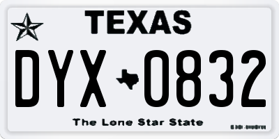 TX license plate DYX0832