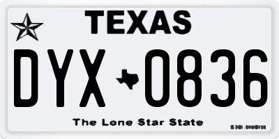 TX license plate DYX0836