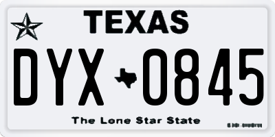 TX license plate DYX0845
