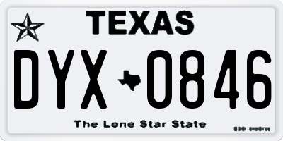 TX license plate DYX0846