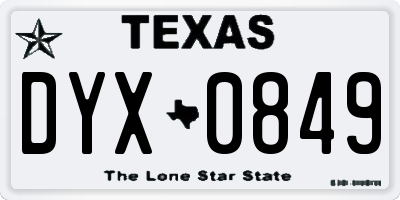 TX license plate DYX0849