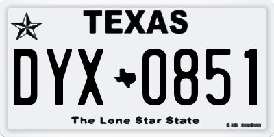 TX license plate DYX0851