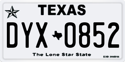 TX license plate DYX0852