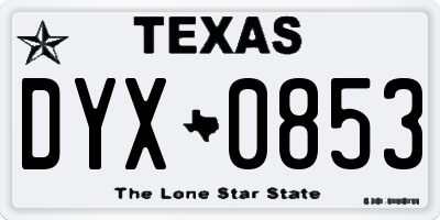 TX license plate DYX0853