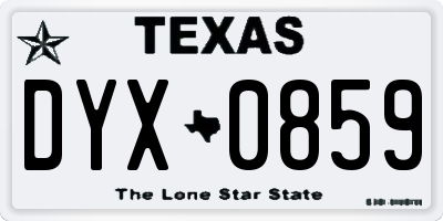 TX license plate DYX0859