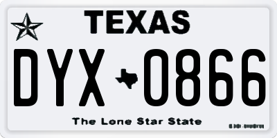 TX license plate DYX0866