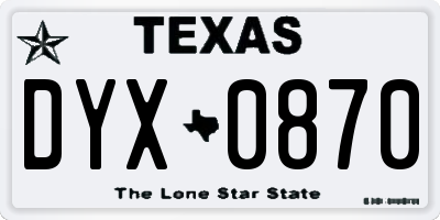 TX license plate DYX0870