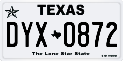 TX license plate DYX0872