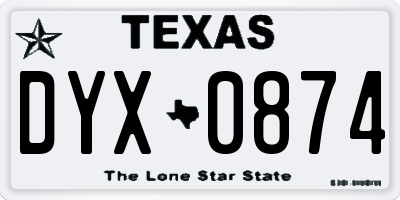 TX license plate DYX0874