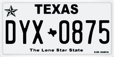 TX license plate DYX0875