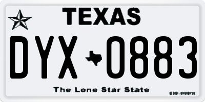 TX license plate DYX0883