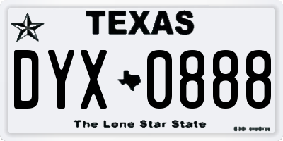 TX license plate DYX0888