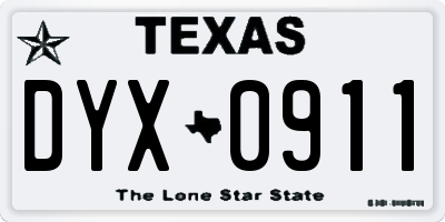 TX license plate DYX0911
