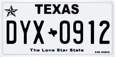 TX license plate DYX0912