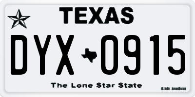 TX license plate DYX0915