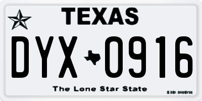 TX license plate DYX0916
