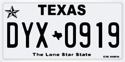 TX license plate DYX0919