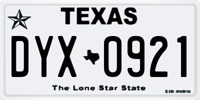 TX license plate DYX0921