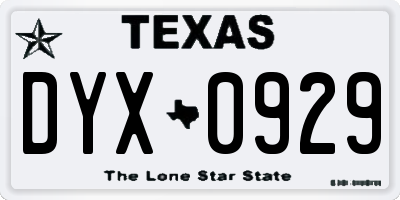 TX license plate DYX0929