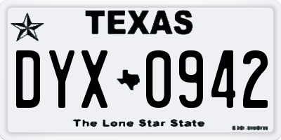 TX license plate DYX0942