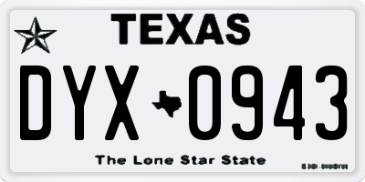 TX license plate DYX0943