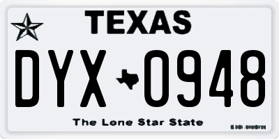 TX license plate DYX0948