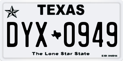 TX license plate DYX0949