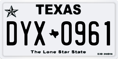 TX license plate DYX0961