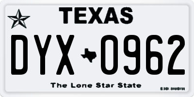 TX license plate DYX0962